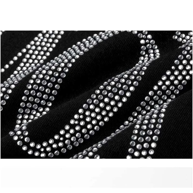 Rhinestone printing T-shirt couple men and women all-match three-dimensional logo printing short-sleeved street tide