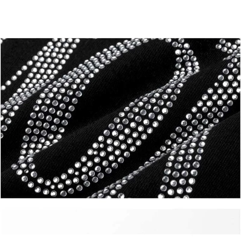 Rhinestone printing T-shirt couple men and women all-match three-dimensional logo printing short-sleeved street tide