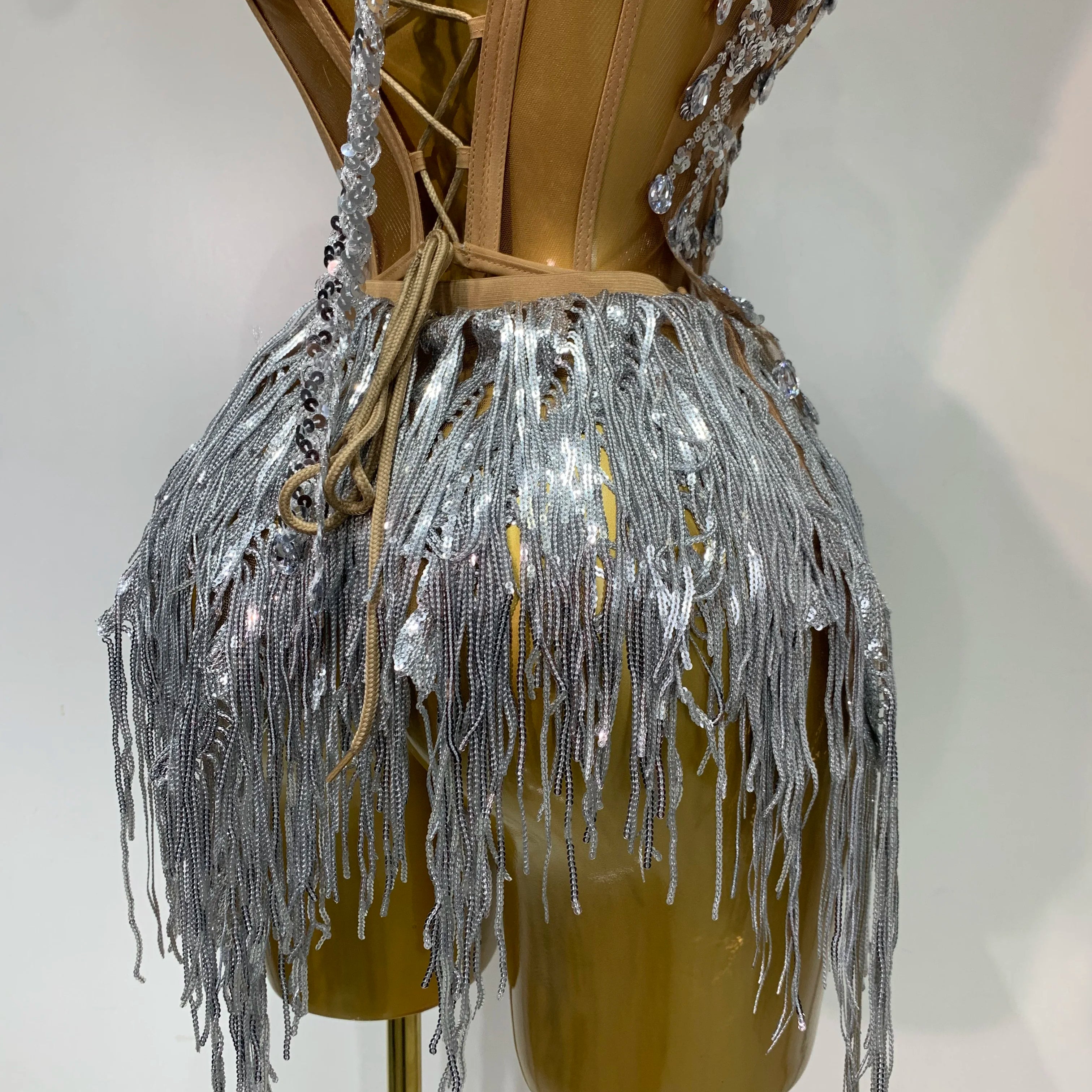 Women Sexy Sequins Rhinestone Glitter Two Pieces Sets 2025 Luxury Birthday Evening Party Nightclub Hotwife Singer Stage Outfit