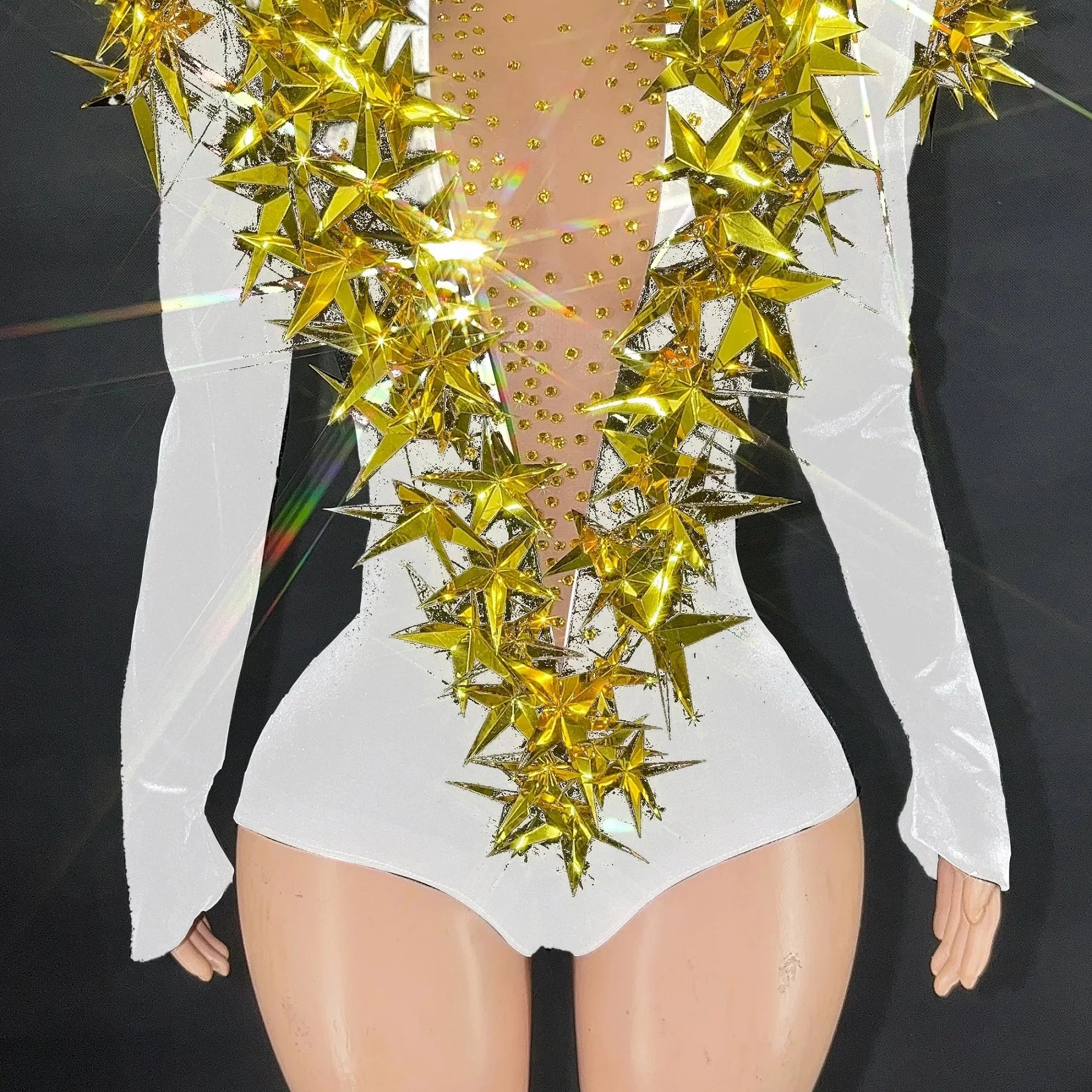 2025 New Shiny Black Rhinestone Velvet Long Sleeve Bodysuit Women Evening Party Club Gala Hosts NightClub Bar Stage Costumes