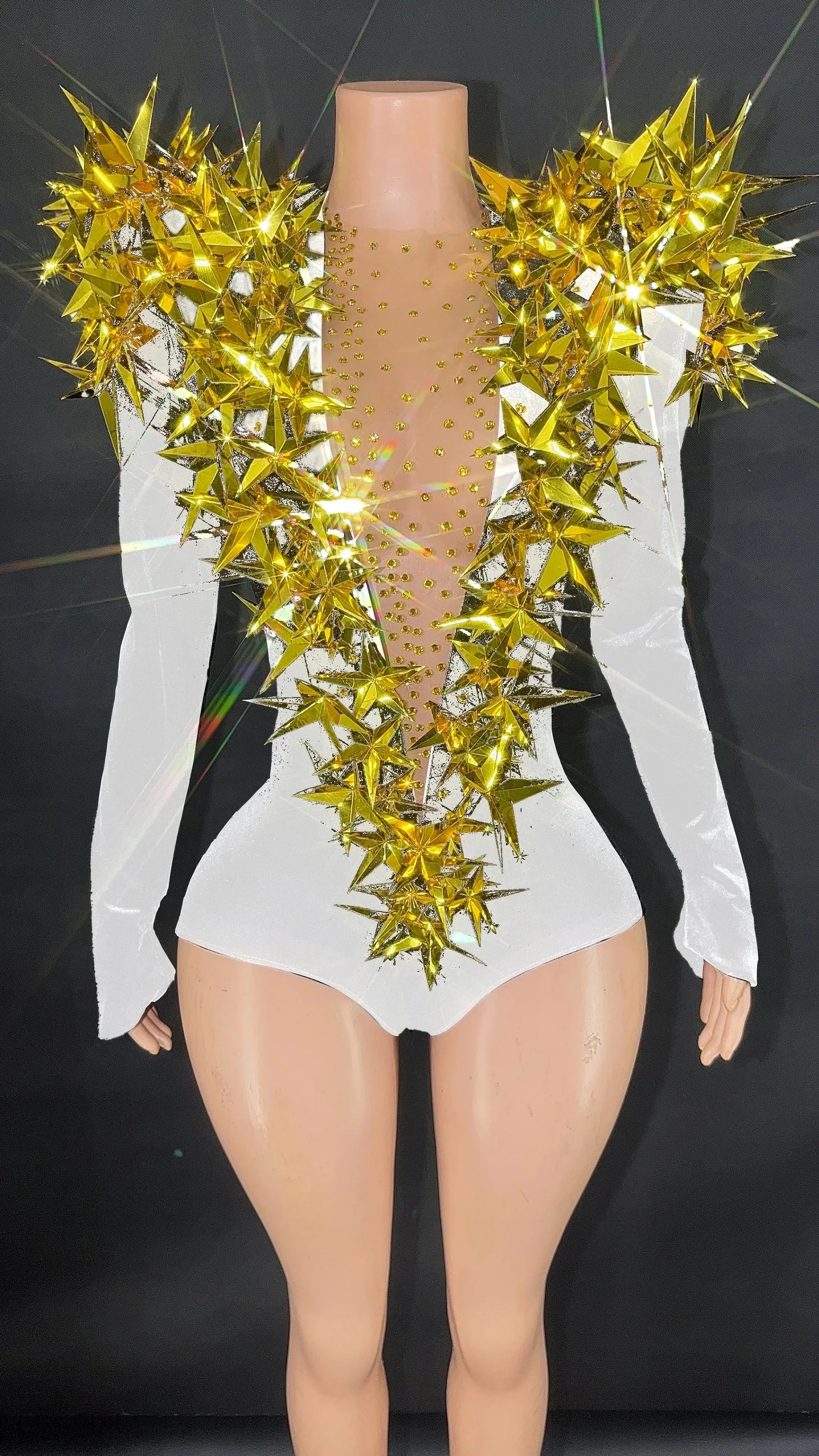 2025 New Shiny Black Rhinestone Velvet Long Sleeve Bodysuit Women Evening Party Club Gala Hosts NightClub Bar Stage Costumes