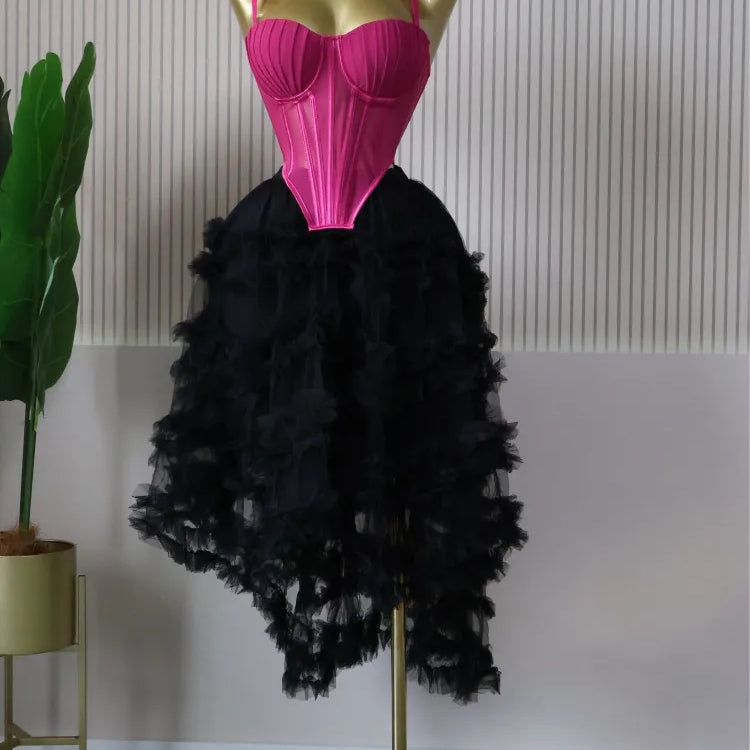 CM.YAYA Women's Dress Set Tunic Irregular Crop Top and Irregular Ball Gown Maxi Long Skirt Suit 2025 Two 2 Piece Set Outfits