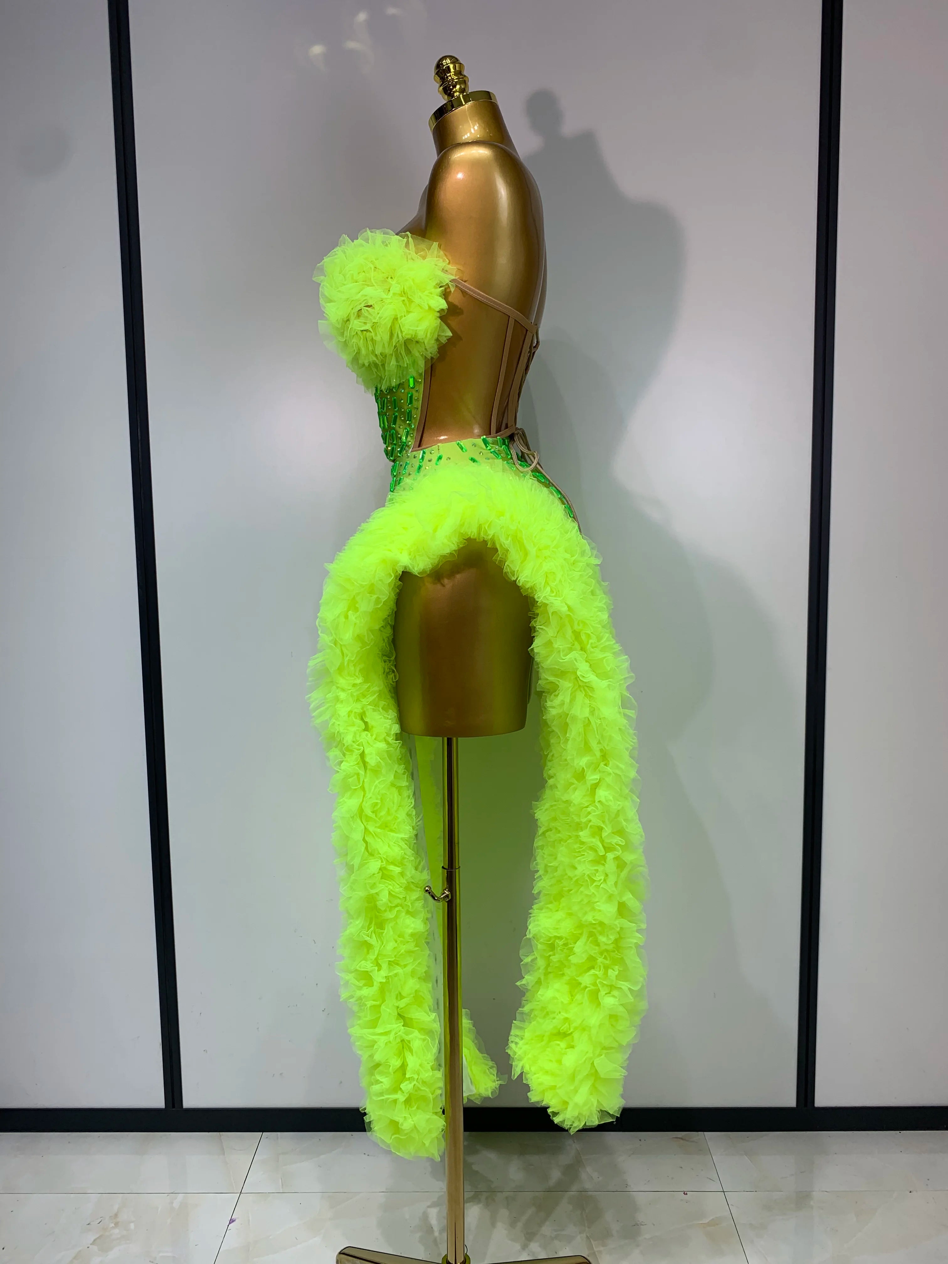 Women Sparkly Rhinestone Sexy Strapless Tops Skirt Two Piece Set Celebrate Evening Party Luxury Birthday Nightclub Stage Outfit