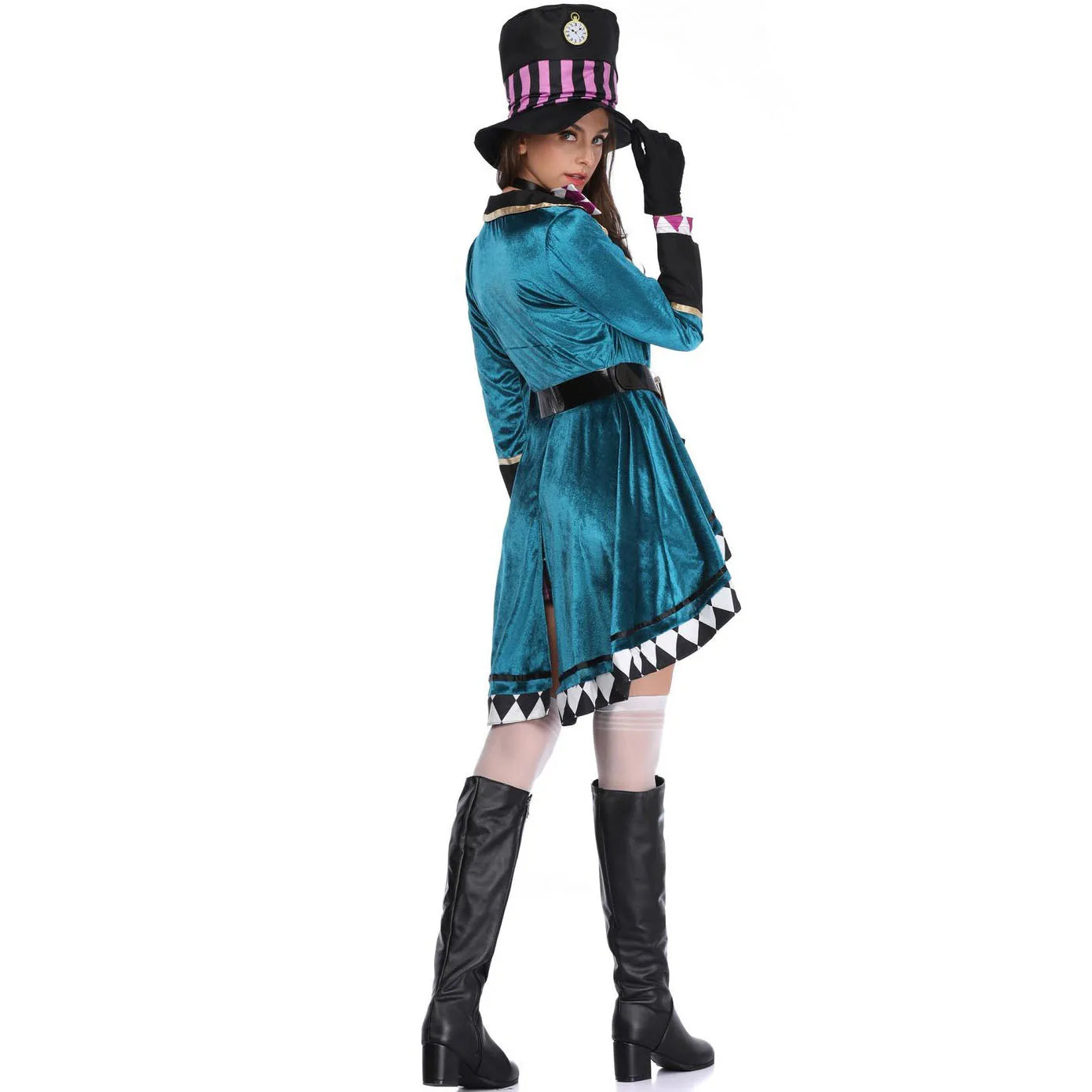 Halloween Alice In Wonderland Clock Mad Hatter Cosplay Costume Sexy Adult Fairy Tale Dress Women Magic Show Tuxedo Fancy Dress