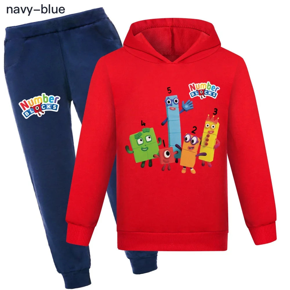 Number Blocks Clothes Kids Pullover Hoodies Navy Pants 2pcs Sets Boys Cartoon Sportsuit Toddler Girls Outfits Children's Clothing COLOR 10