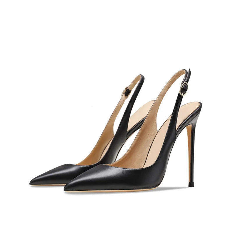 Office Lady Shoes For Women Slingback Pointed Toe Stilito Heel Wedding Shoes Women Heels Sandals Patent Leather Ladies Shoes