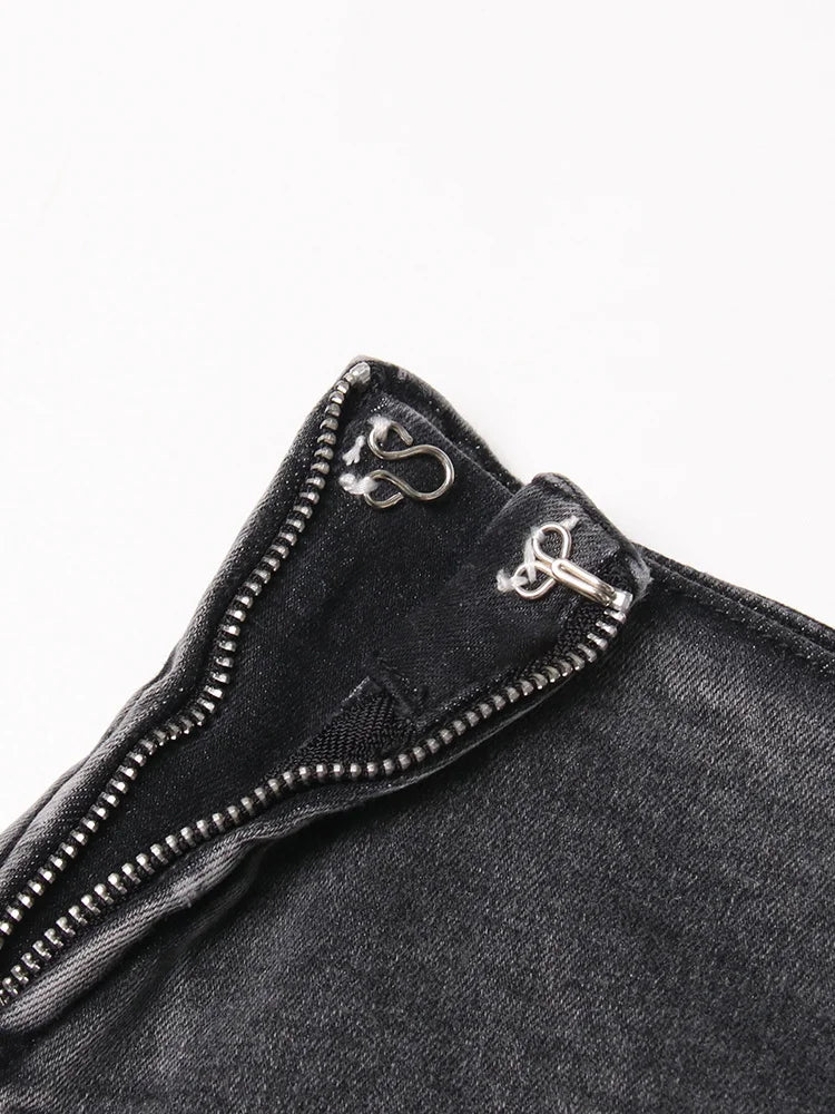 TWOTWINSTYLE Patchwork Bolso Irregular Chique Denim Shorts Para Mulheres Cintura Alta Zíper Emendado Designer Calças Curtas Femininas Novas