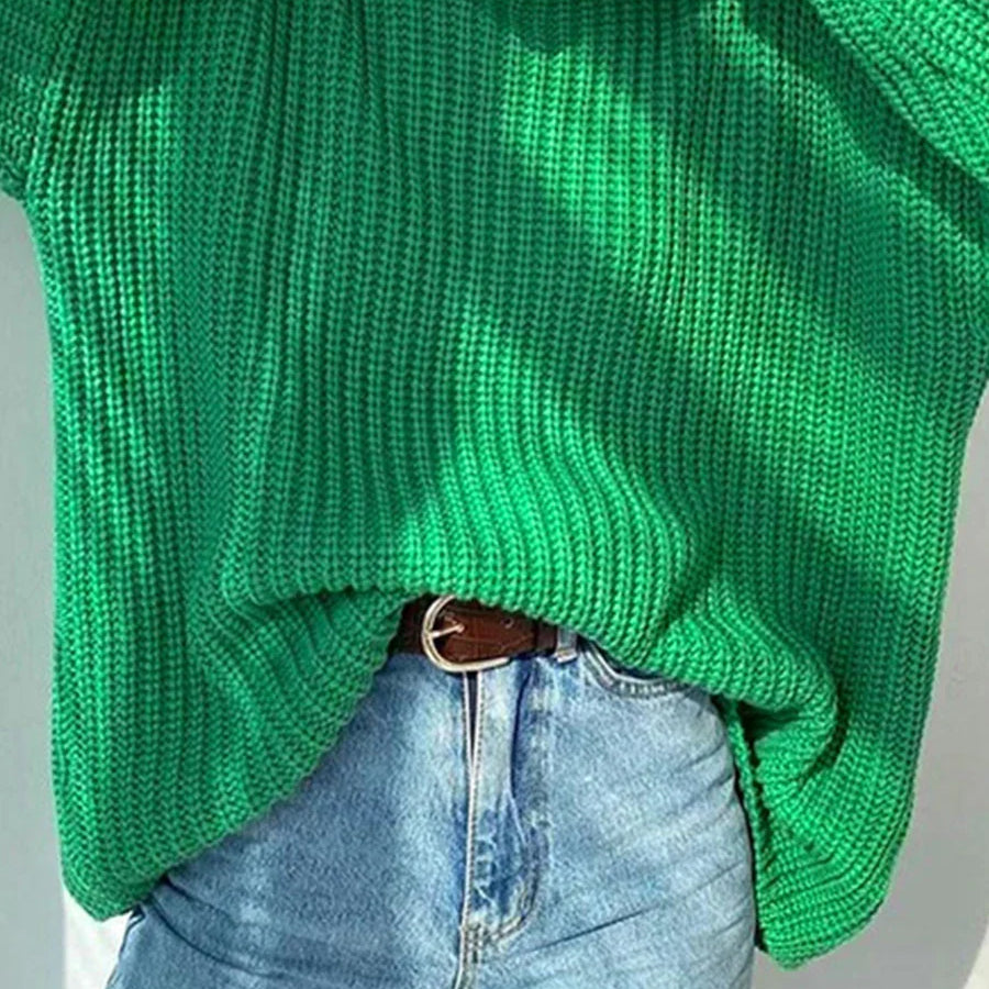 Womens Chunky Cable Knit Sweaters Solid Color Long Sleeve Crewneck Oversized Sweater Pullover Cute Fall Jumper Top