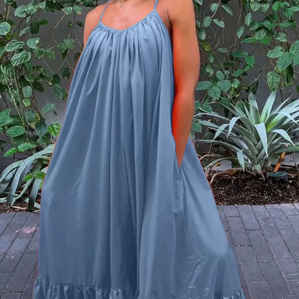 CMYAYA Women Summer Long Maxi Dress Sexy Sleeveless Strap Loose Beach Party Night Club Bandage Female S-5XL Dresses Vestido