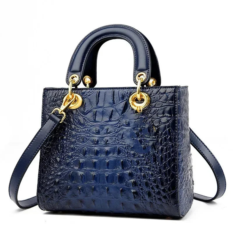Luxury Brand Designer Leather Shoulder Bag for Women Hand Bags Crocodile Purses Ladies Messenger Handbag Totes Blue