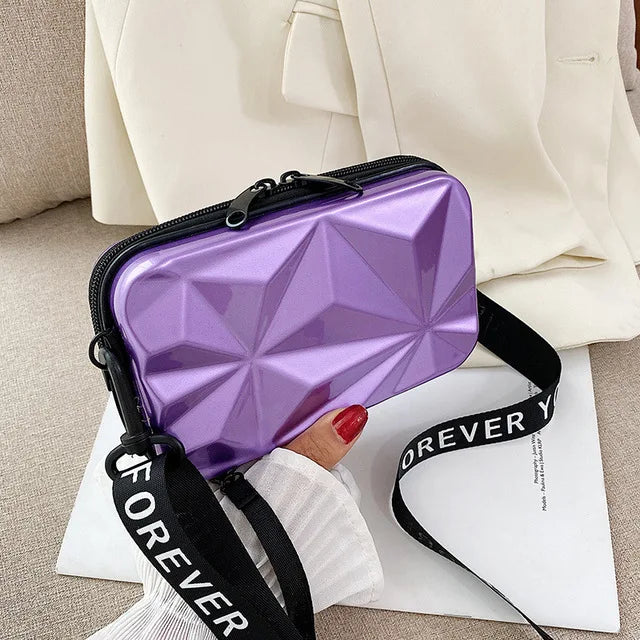 Luxury Hand Bags For Women 2023 New Suitcase Shape Totes Fashion Mini Luggage Bag Women's Branded Trending Famous Clutch Box Bag A007-purple