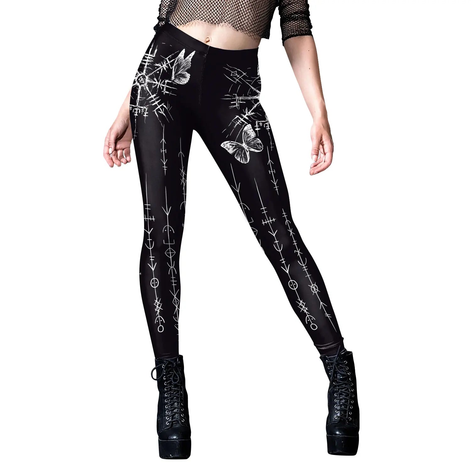 3D Scar Women Legging Goth Style Divination Print Ankle Pants Sexy Stretch Leggin Sport High Waist Yoga Pants B416-1051