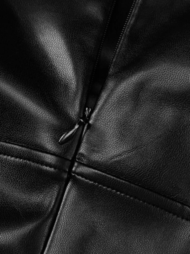 Fashion PU Leather Tank Dresses Women's Sexy O-neck Sleeveless Bodycon High Waist Package Hip Party Night Club Black Dress