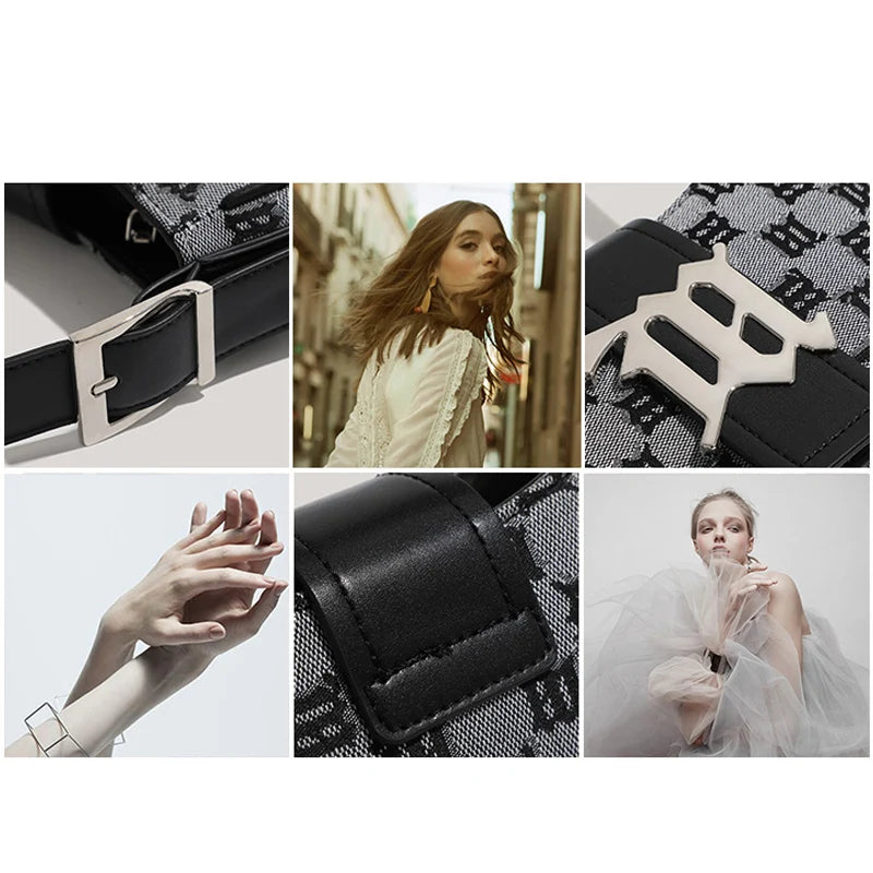 Women's Leisure Bag Luxury Designer Brand Handbag and Wallet Canvas Ribbon Sheet Metal Decoration Crossbody Bag Small