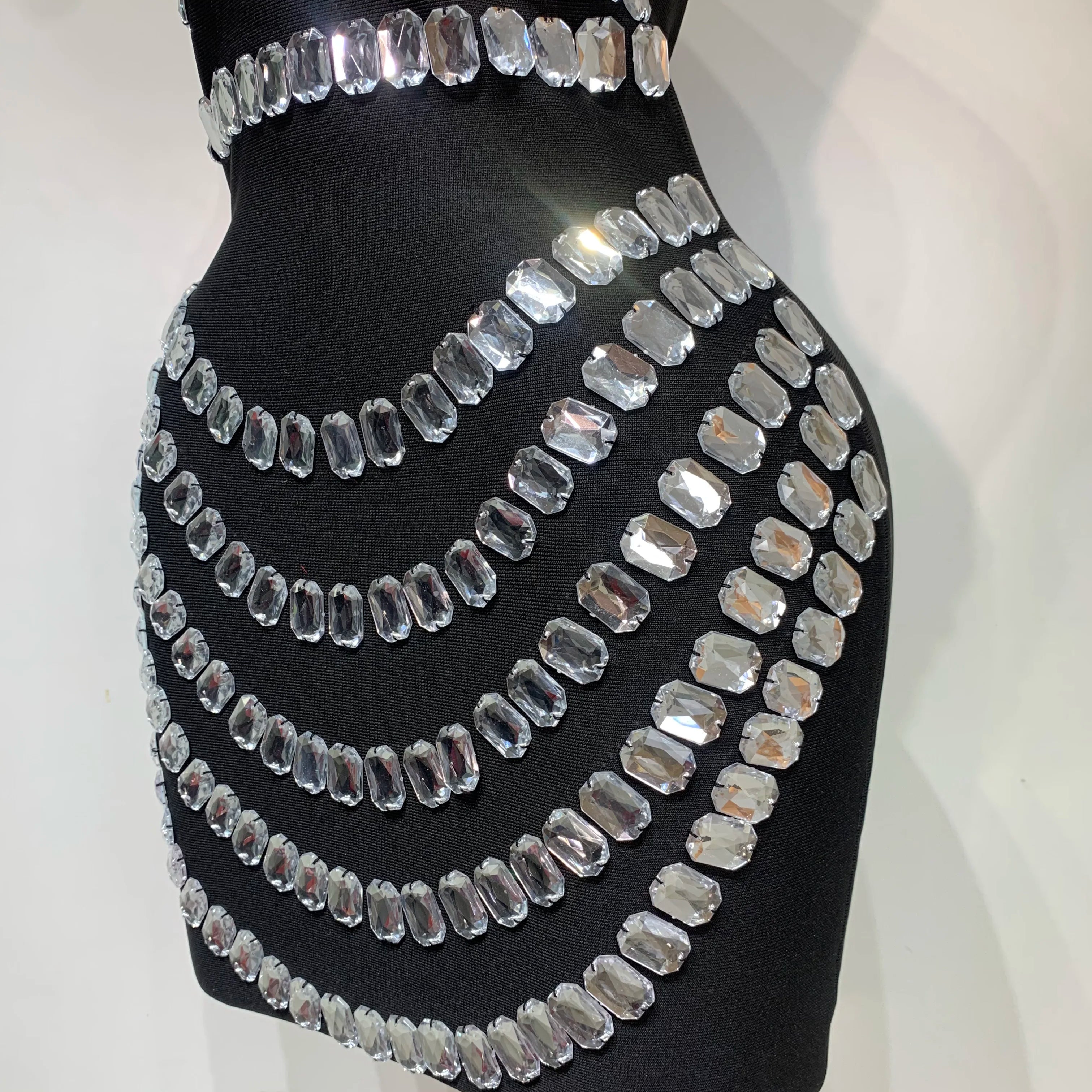 Sparkly Rhinestones Bodycon Strapless Mini Bandage Dress 2025 Women Backless Fashion Evening Party Club Luxury Birthday Dresses