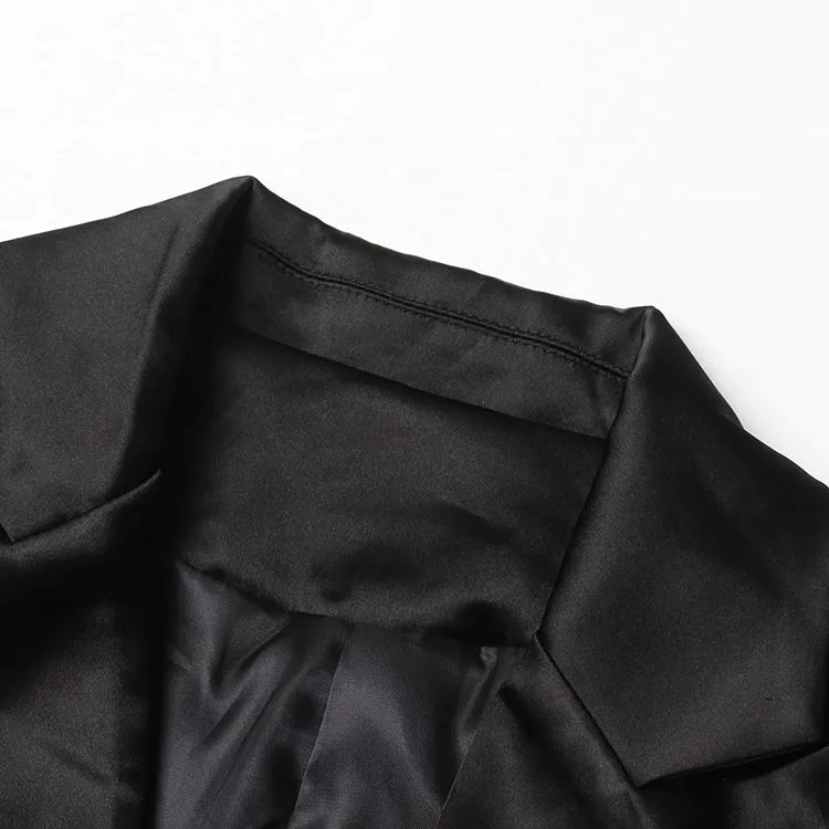 TWOTWINSTYLE Sequins Black Blazer For Women Notched Collar Long Sleeve Patchwork Feathers Cuff Solid Blazers Female Clothing New