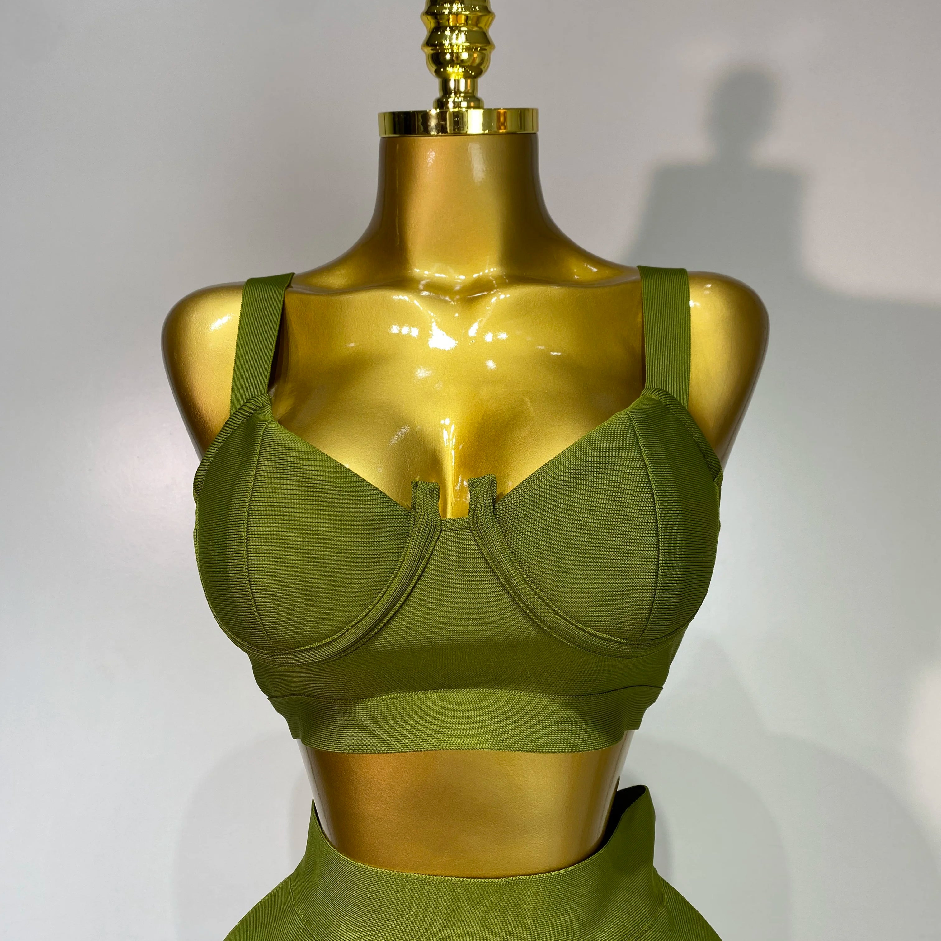 Women Sexy Bandage Crop Top Pant Set Evening Party Club Luxury Birthday High Street Fashion Elegant Luxury Birthday Outfit ﻿