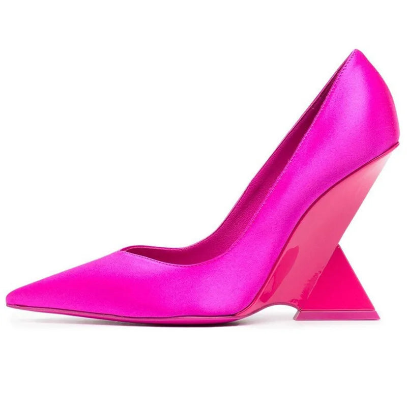 Runway Women Heels Pumps 2025 Designer Shoes Patent leather Pointed Toe Slingback Shallow Luxury Brand Strange Heel Woman Shoes