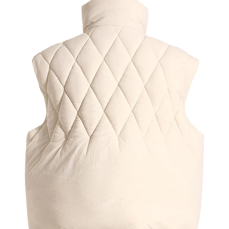 Fashion Women's Waistcoat Loose Stand Collar Single Breasted Sleeveless Plaid Diamonds Tassel Vest Winter