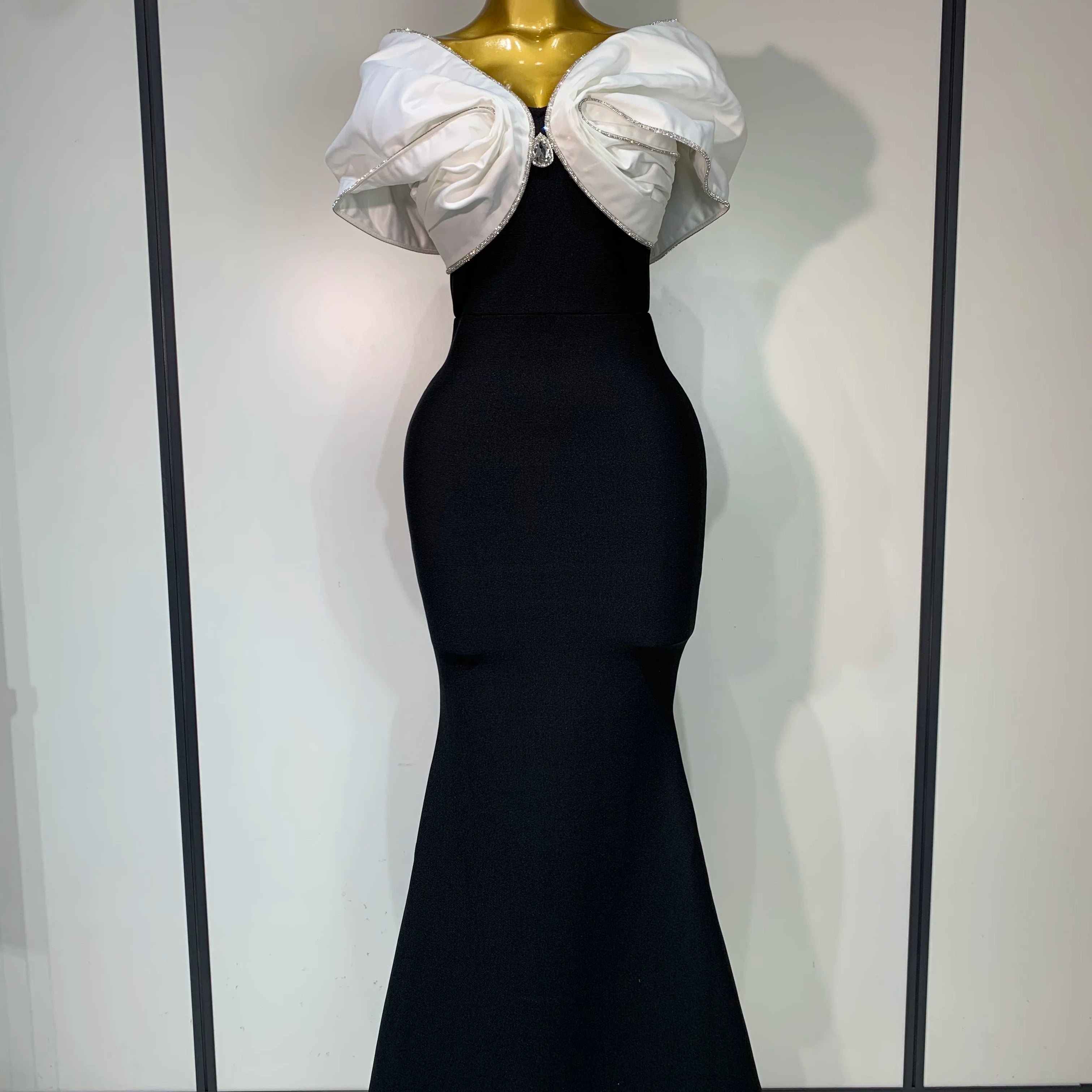 Women Sexy Off Shoulder Rhinestone Bodycon Maxi Long Bandage Dress 2025 Celebrity  Elegant Evening Party Luxury Birthday Outfit