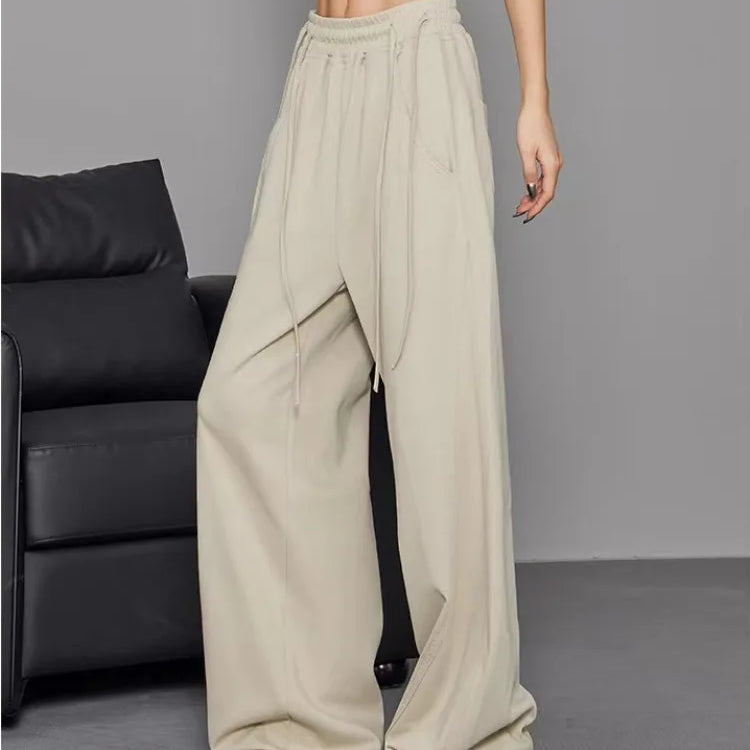 Women's Y2K Wide Leg Elastic Waist Drawstring Baggy Pants Casual Daily Joggers Trousers Vintage Street Mopping Sweatpant
