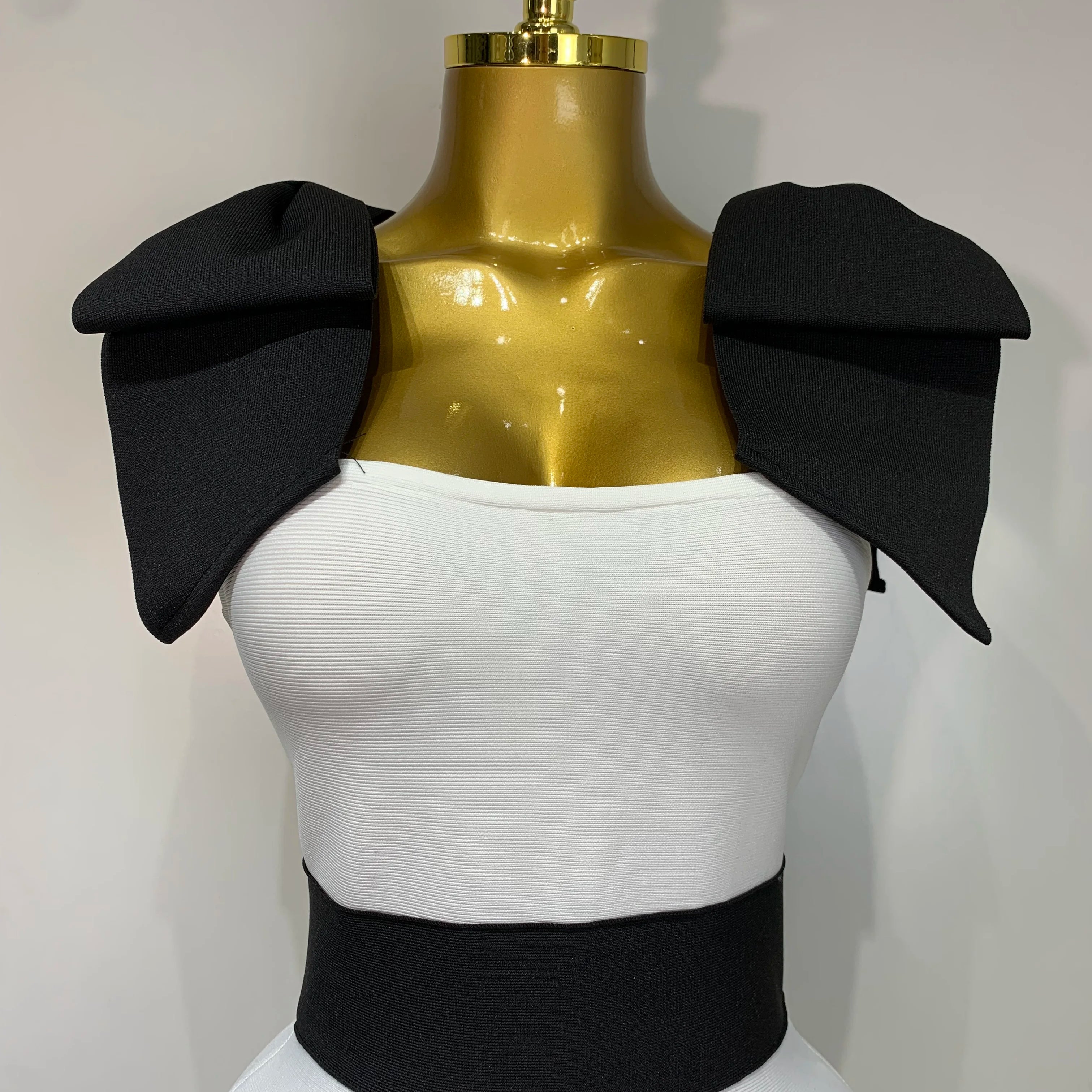 Women Sexy Bow Tie Black White Patchwork Bodycon Bandage Dress 2025 Celebrity  Elegant Evening Club Party Birthday Dresses