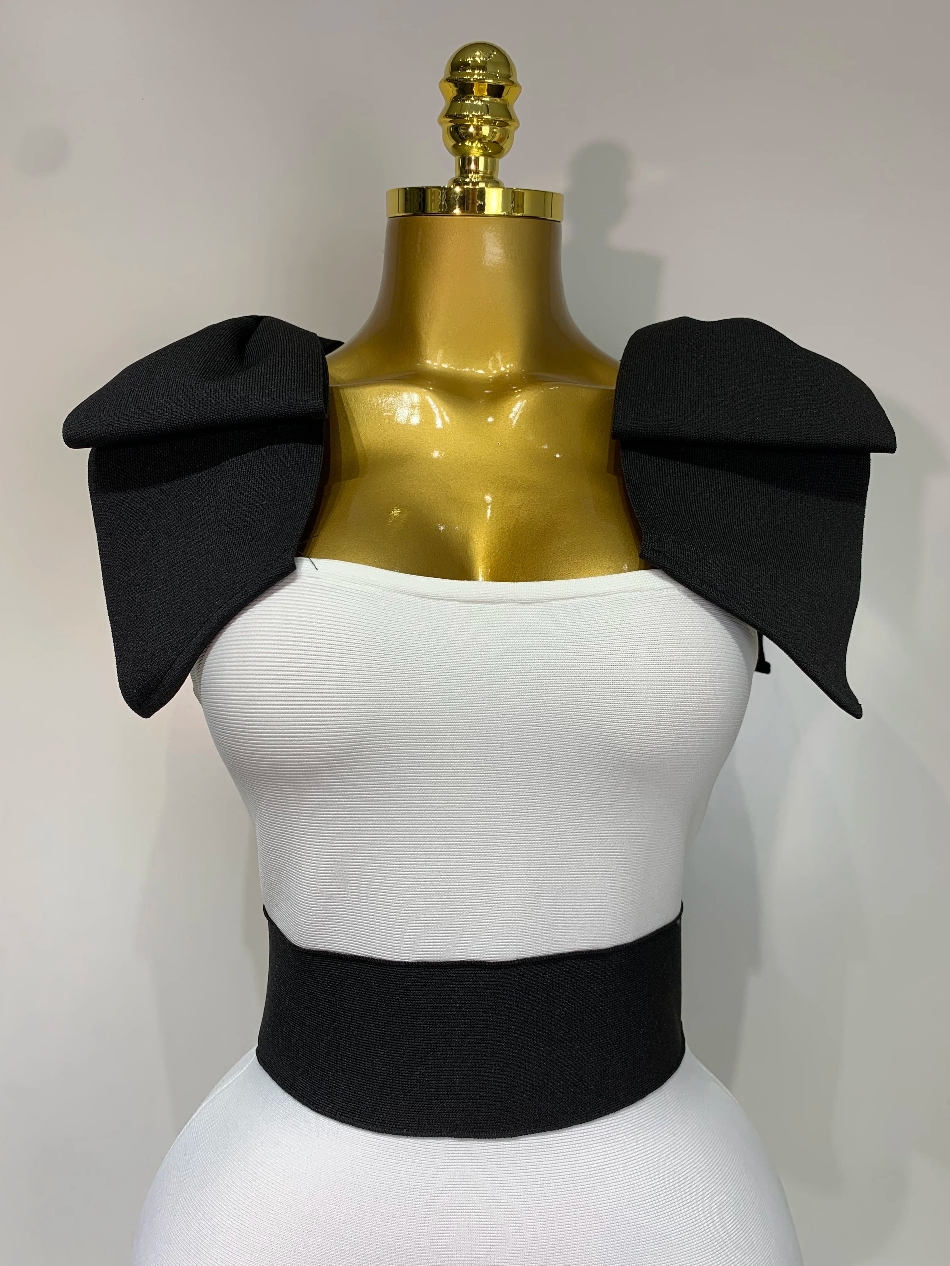 Women Sexy Bow Tie Black White Patchwork Bodycon Bandage Dress 2025 Celebrity  Elegant Evening Club Party Birthday Dresses