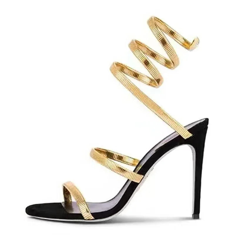 Eilyken Summer Street Style Ankle Strap Open Toe Narrow Band Women Sandals Thin High Heels Stripper Sexy Banquet Shoes