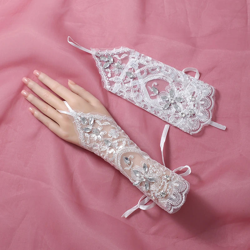 Bridal Wedding Gloves Short Tulle/Cotton Women's Party Prom Wedding Dress Accessories ST-0056-A CHINA