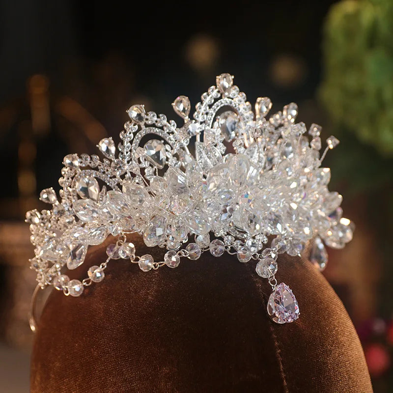 Baroque Luxury Crystal Bridal Tiaras Cubic Zircon Crown Rhinestone Pageant Diadem Headpieces Wedding Hair Accessories
