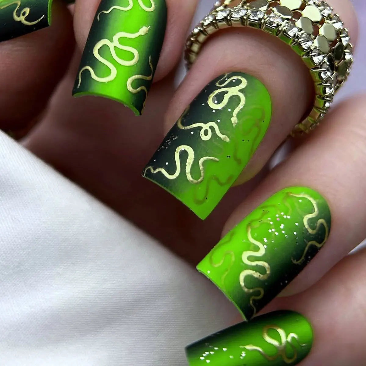 24pcs/set Medium long fake nails for women girls Y2K gradient purple blue yellow green square almond tips press on false nails