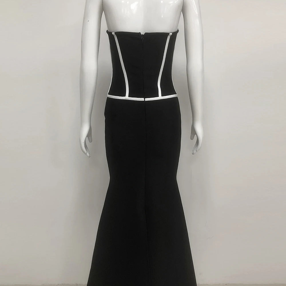 Sexy Off Shoulder 3D Flowers Bandage Mermaid Dresses Womens Strapless Evening Party Formal Long Dress Birthday Prom Vestidos