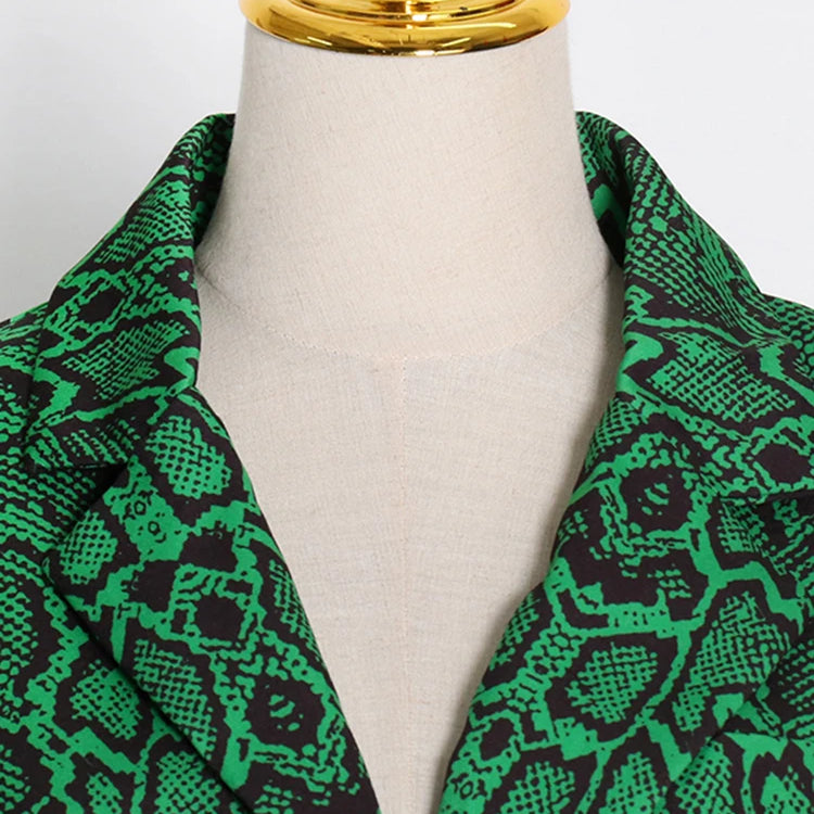 Leopard Temperament Blazer For Women Notched Collar Long Sleeve Tunic Patchwork Pocket Chic Blazers Female Fashion Clothing