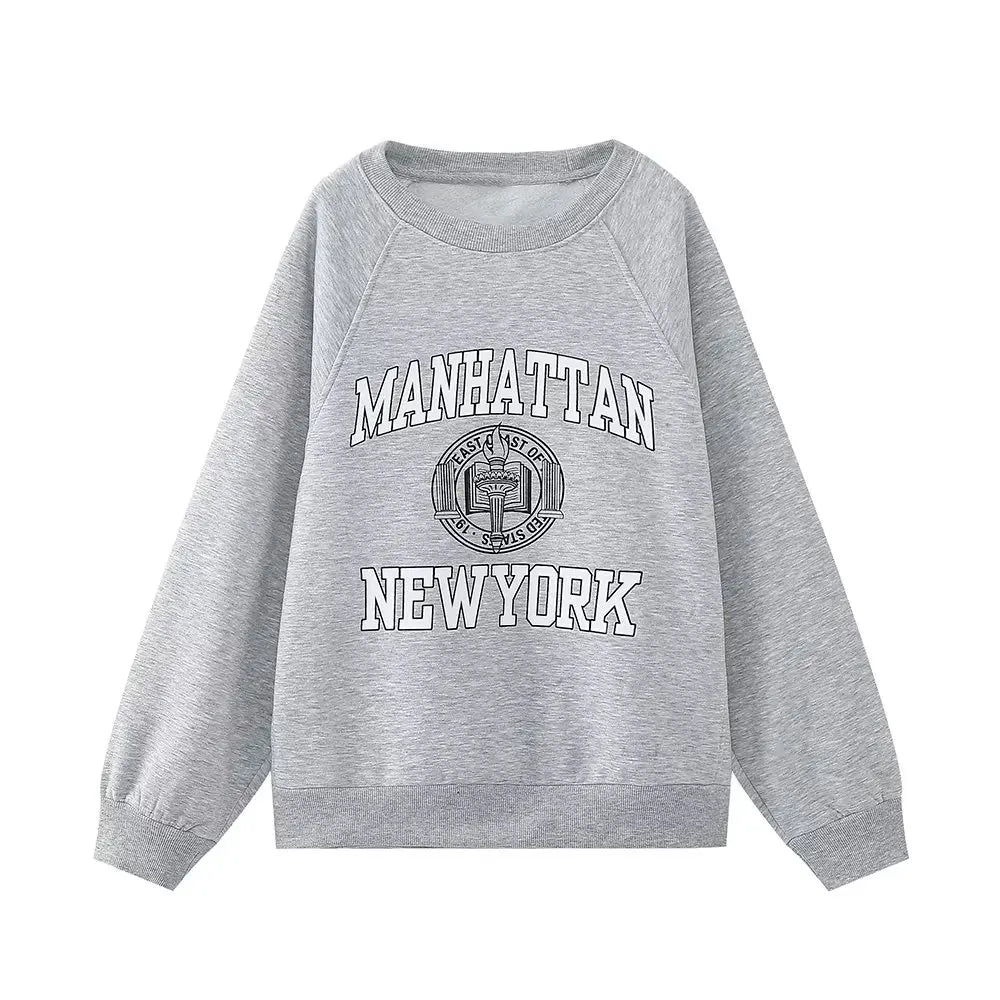 Autumn Round Neck Graphic Sweatshirts for Woman Plush Winter Pullover Casual Long Sleeve Oversize Halloween tops A2