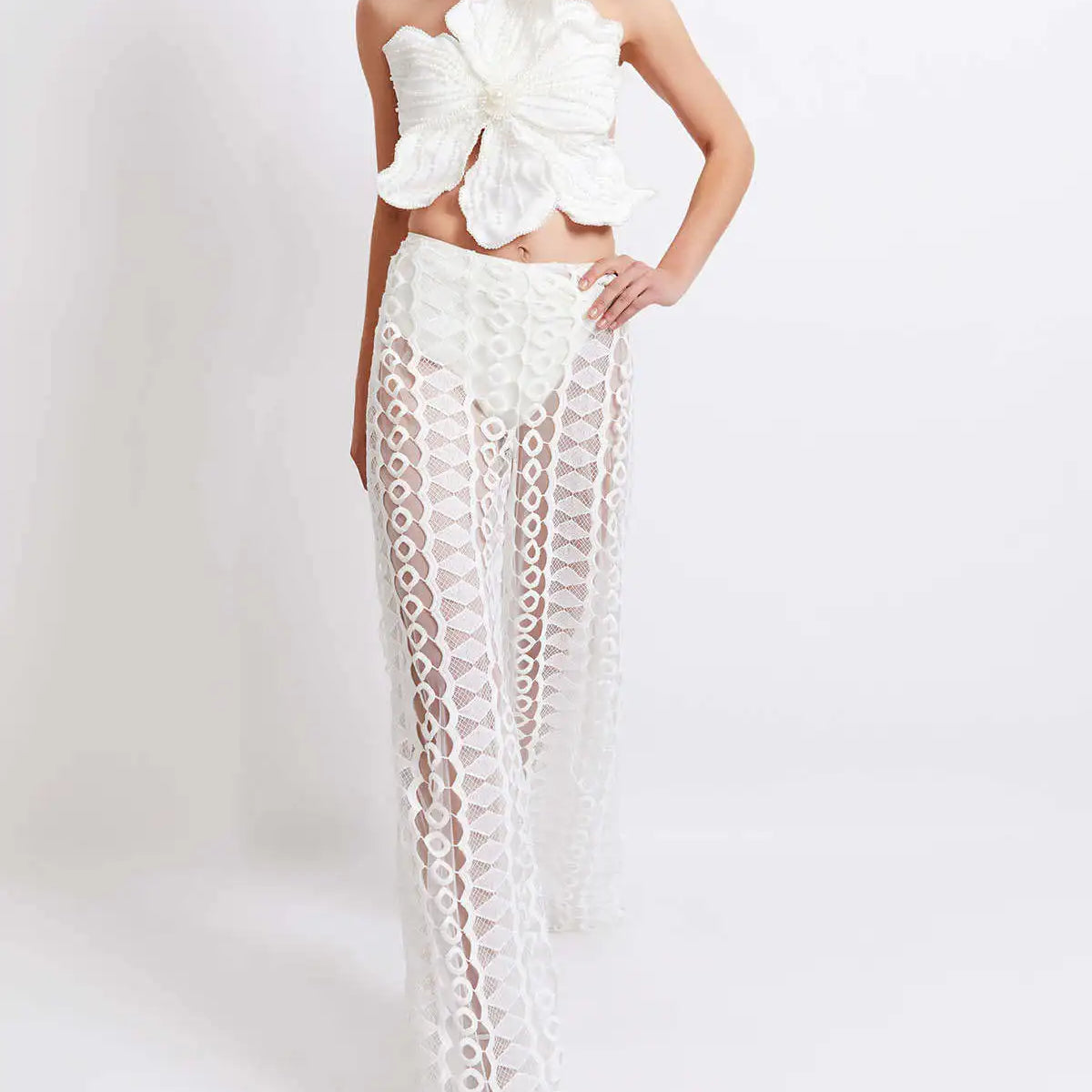 Women's Praia Swimwear Beach Exit Clothes 2 Piece Swimsuit Fashion Gauze Pants Biquini Backless Beachwear New Monokini 2023