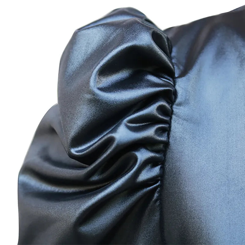 Autumn Winter Lady Fashion PU Leather Short Dress New Solid Color Casual Long Sleeves Mid Waist Elegant Belt Slim Party Dresses