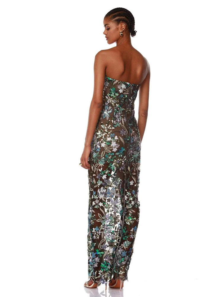 VC Celebrity Party Dresses For Women 2024 Summer Holiday Wear Sexy Sleeveless Embroidery Design Long Gowns