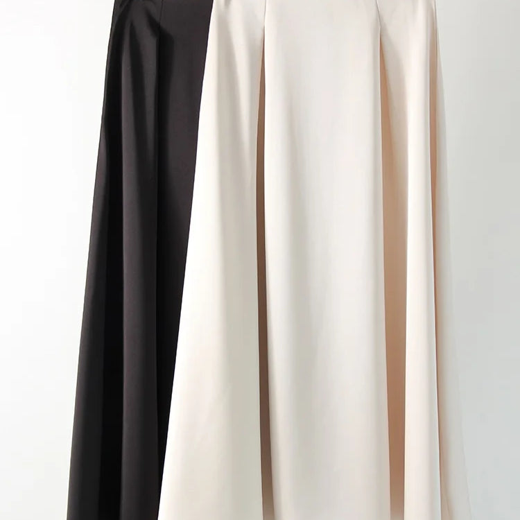 MiuKoMiYa Black A Line Long Skirts For Women Satin Summer Solid Silk Maxi Skirts Ladies Office Elegant Women Beige Skirt 2024