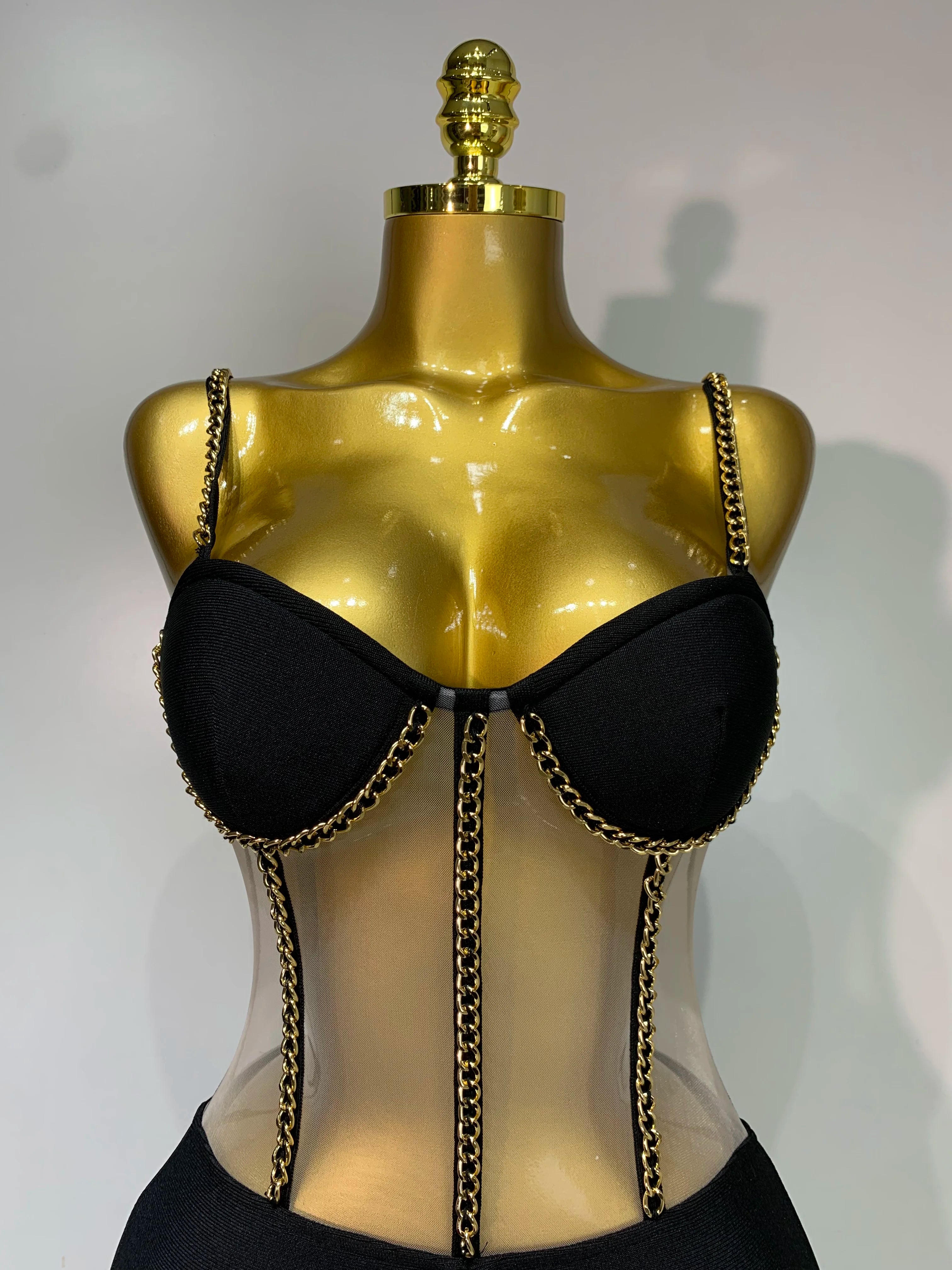 Macacão feminino luxuoso, sexy, sem mangas, de malha, preto, justo, bandagem, moda 2025, festa, celebridade, designer, high street