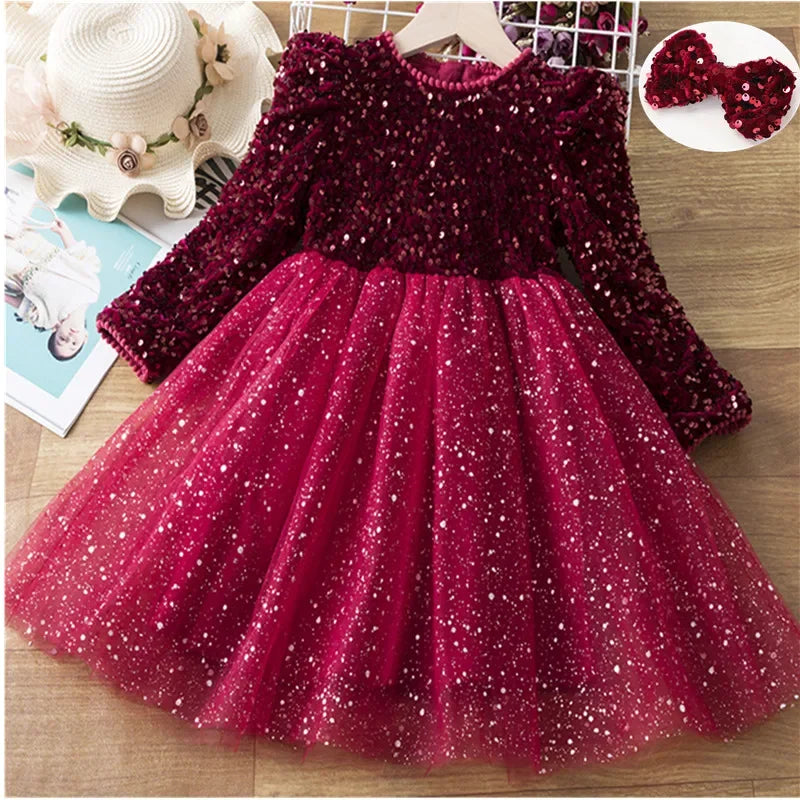 Girls Knitted Dress New Year Autumn Winter Clothes Reindeer Kids Dress For Girls Princess Costume Warm Christmas Dresses 3 8T 1908Red