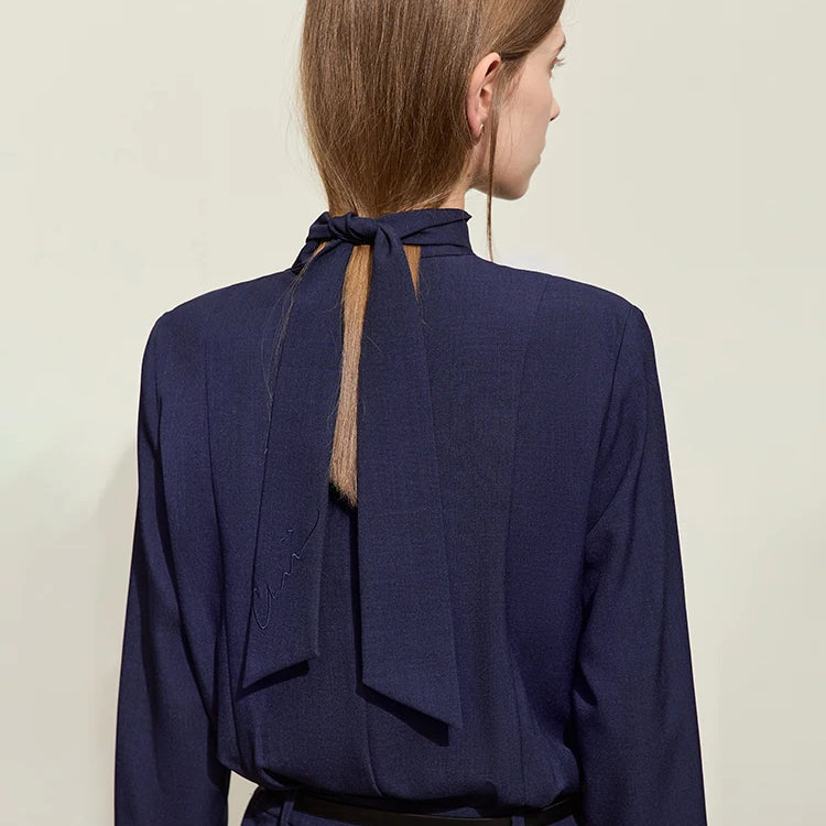 AMII Minimalism Dresses Women Spring 2024 New Commuter Chiffon Long Dress V-neck Embroidery Straps Slim Lady Vestidos 12441095