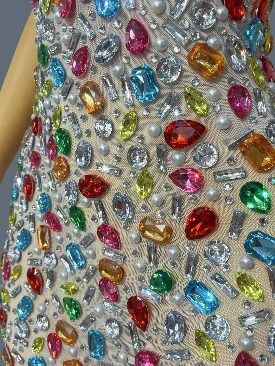 2025Multicolour Sparkly Rhinestone Sexy Strap Dress Women Nightclub Prom Skinny Dress Birthday Celebrate Prom Mini Dress Caixing