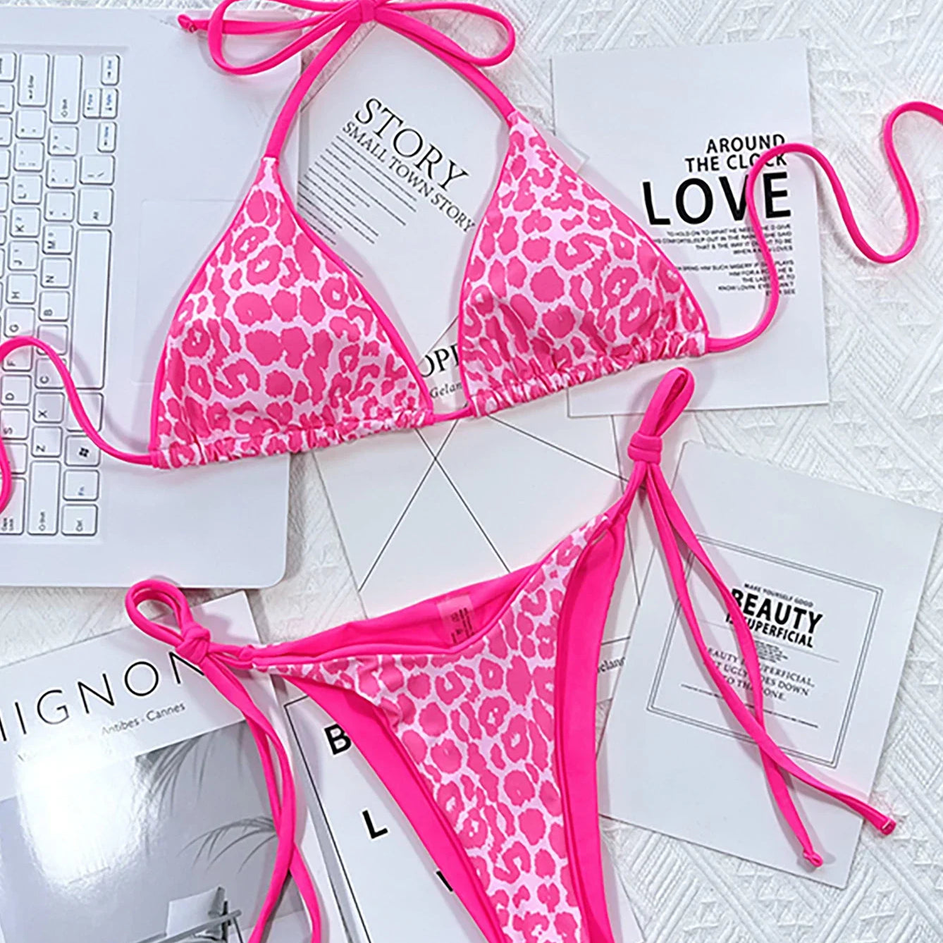 Sexy Leopard Micro Bikini 2023 Women Swimsuit Female Swimwear Thong Bikinis Sets Brazilian Halter Beach Wear Woman Bathing Suits