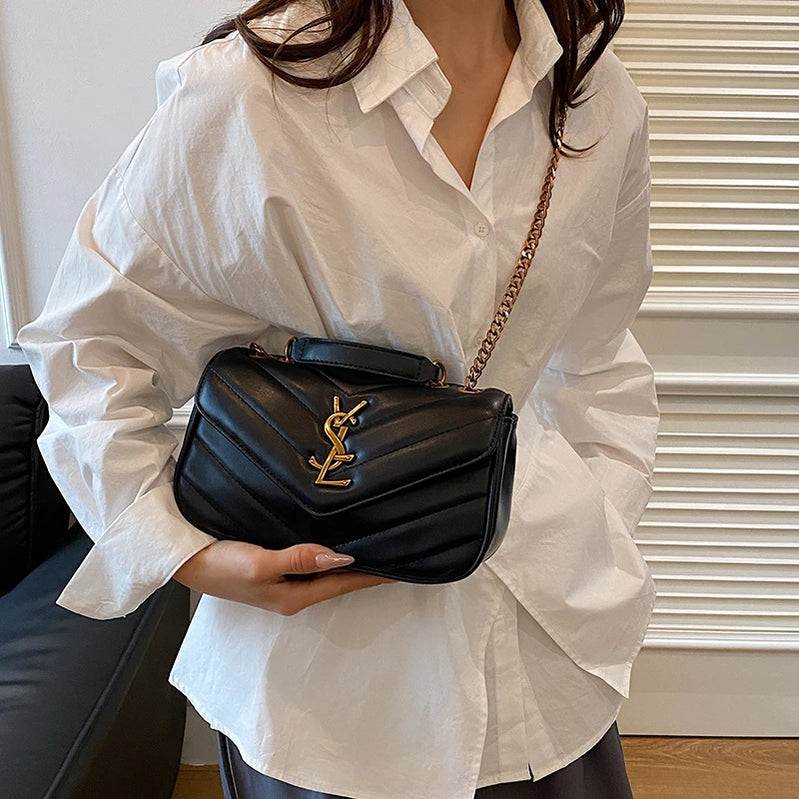 Classic design PU leather chain strap crossbody bag, fashionable women's zipper shoulder bag, casual travel women's bag