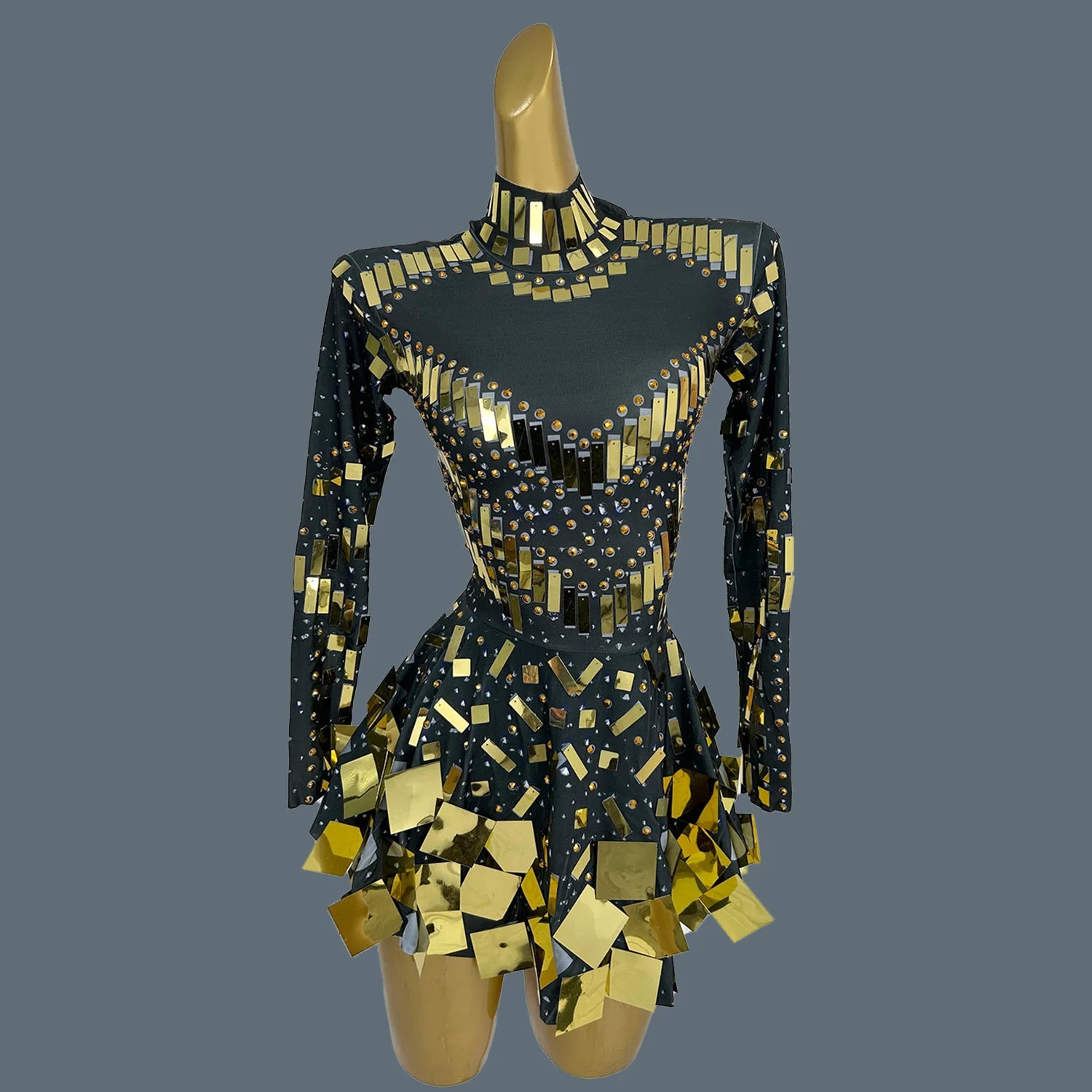 Fancy Sequins Pleated Mini Dress for Hot Girls Bar Nightclub Stage Show Outfit Dance Performance Wear Dance Troupe Outfit Xieshi