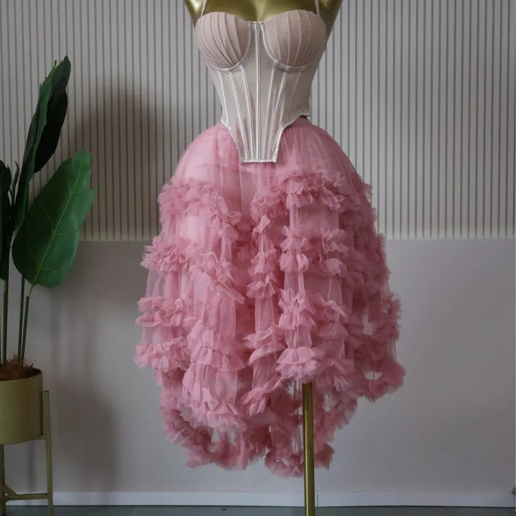 CM.YAYA Women's Dress Set Tunic Irregular Crop Top and Irregular Ball Gown Maxi Long Skirt Suit 2025 Two 2 Piece Set Outfits