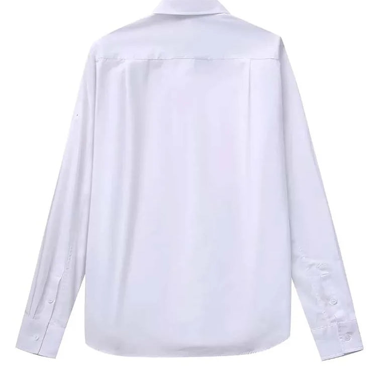 White Shirt Women Rhinestone Button up Shirts for Women Long Sleeve Shirts and Blouses Woman Asymmetric Tops