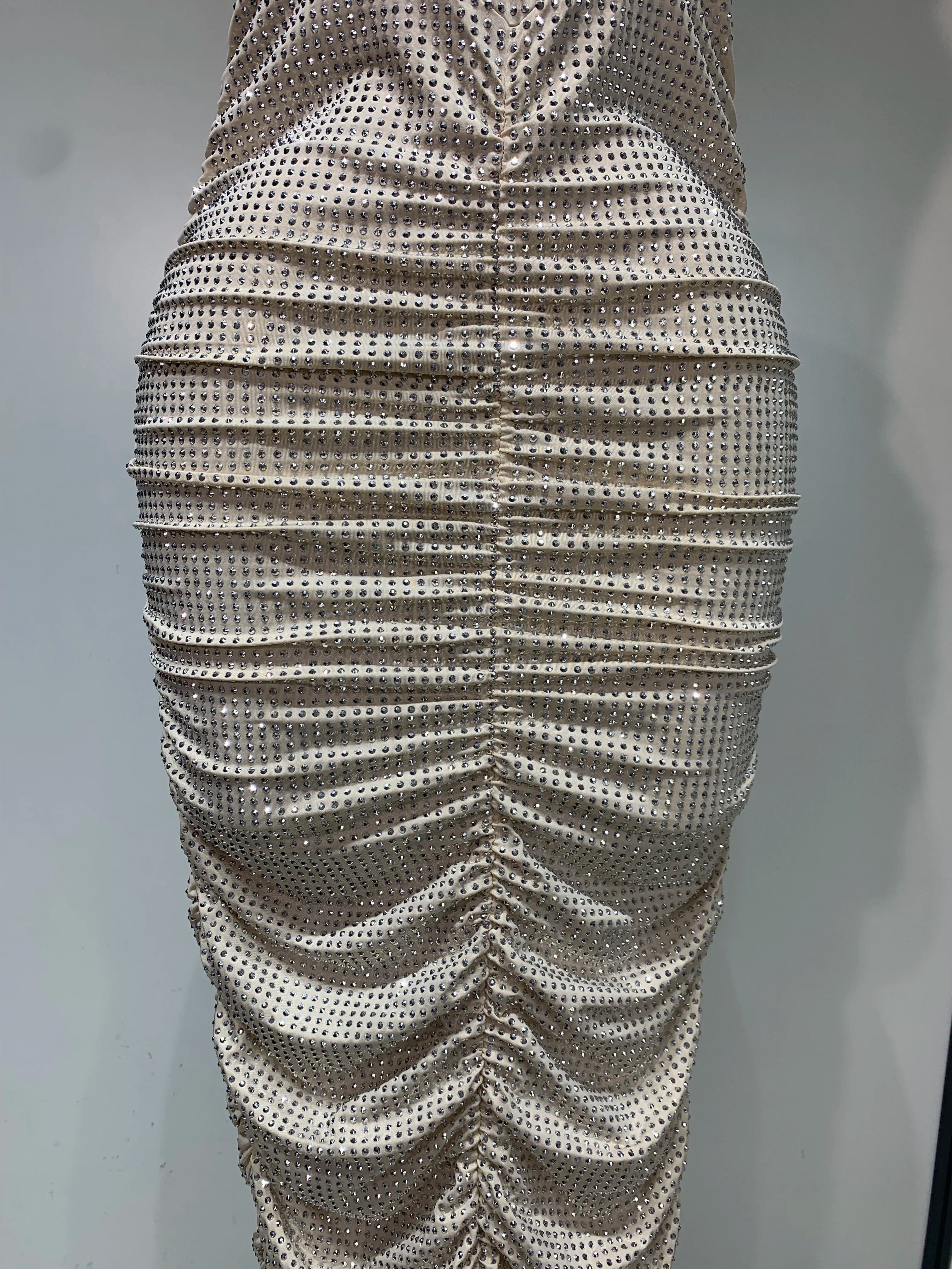 Women Sexy Backless Sleeveless Sparkly Diamonds Dress Slim Formal Elegant Celebrity Cocktail Party Luxury Birthday Gown Vestido