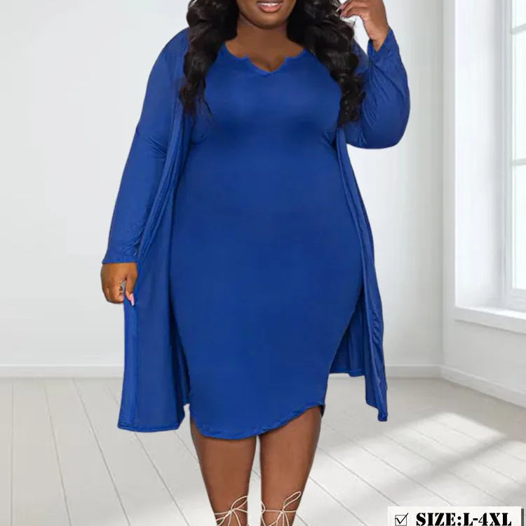 Wmstar Plus Size Dress Sets 2 Piece Outfits Maxi Dresses Out Wear Coat Sexy Matching Suit Fall Clothes Wholesale Dropshipping