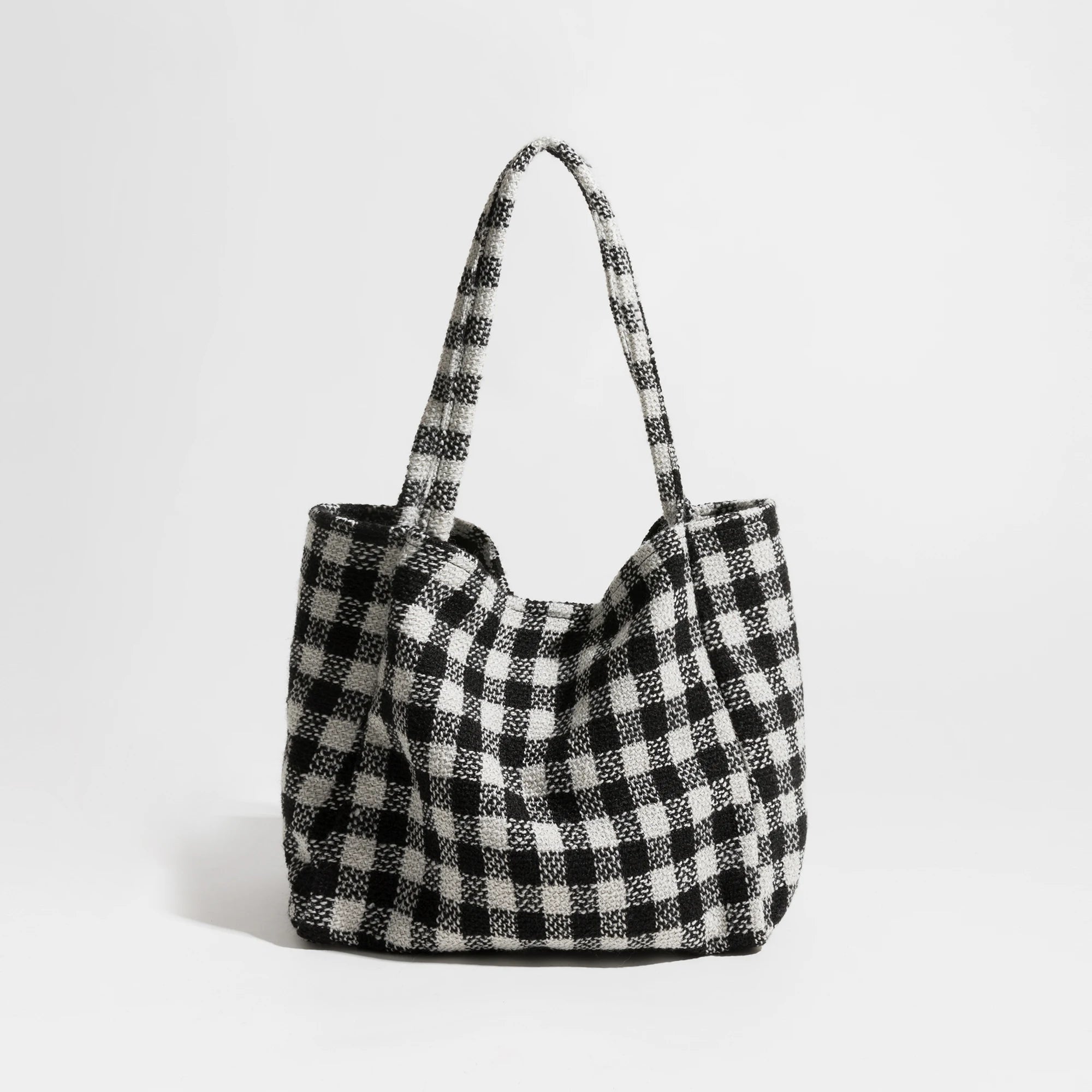 Plaided Checkered Stylish Female Tote Handbag y2k Trend Casual Square Shoulder Purse Soft Women Big Grocery Shopper Bag A